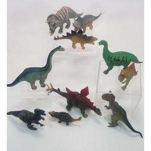 TOY DINOSAUR FIGURINES 3" to 6" Lot of 10 Triceratops, Apatosaurus, Stegosaurus